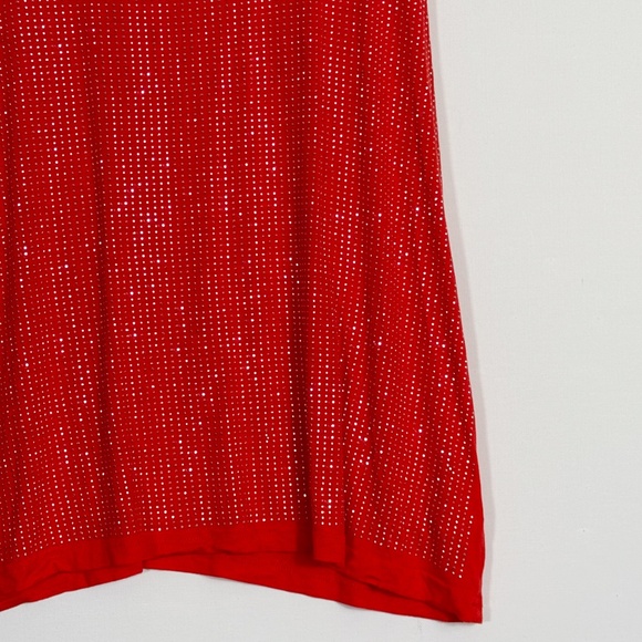 I jeans by Buffalo Vibrant Red Orange Studded Sparkly Racerback Tank Top Size LG - Picture 11 of 16